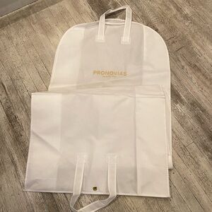 Pronovias Cream Travel Bag with Gold Logo perfect for wedding gowns or Furs